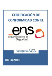 Enlace a imagen de certificación de conformidad con el Esquema Nacional de Seguridad Categoría Alta